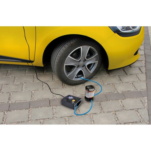 Κομπρεσέρ Ελαστικών 12V 450ml με υγρό επισκευής 450ml Μανόμετρο ΚΑΙ Μετρητή Πίεσης