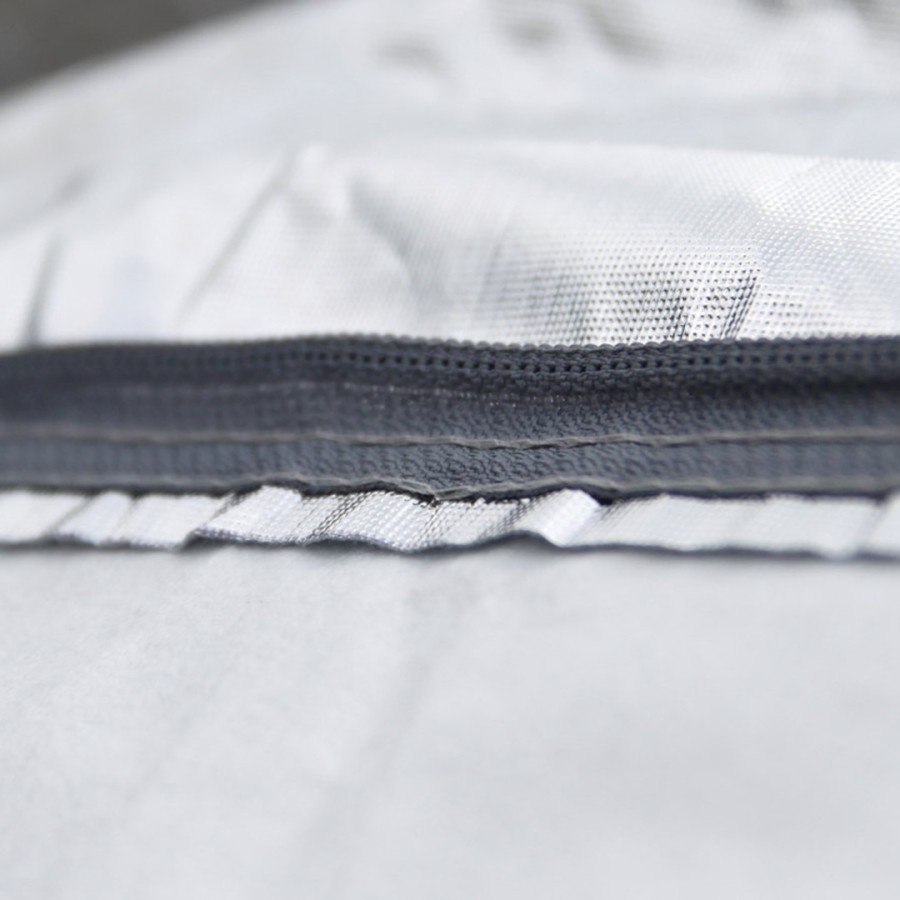 Amio - Κουκούλα Αυτοκινήτου Cotton 120g με φερμουάρ διάσταση 480 x 180 x 120 cm χρώμα ασημί μέγεθος Large για Επιβατικά Αυτοκίνητα - 1 τεμ. (01111/AM)