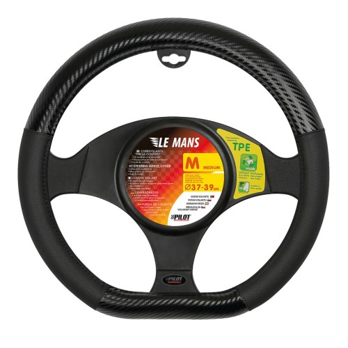 Lampa Κάλυμμα Τιμονιού Αυτοκινήτου Le Mans 37-39εκ. Άοσμο με Matt Carbon πρόσθετα από Ultra-soft Skeentex Μαύρο 1-τεμ. (L3295.3)