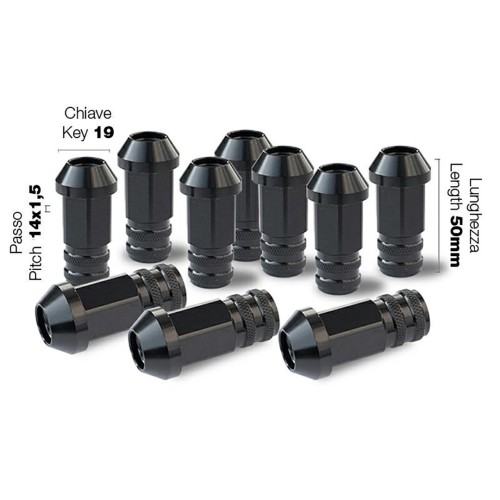 Simoni Racing - ΠΑΞΙΜΑΔΙ ΚΩΝΙΚΟ 14x1,5 (50mm) (19) ΜΑΥΡΟ 10ΤΕΜ.