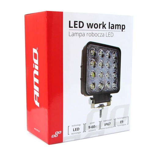 Amio - Προβολέας Εργασίας LED AWL05 FLAT 4000lm 48W 9-60V 16LED - Ισχυρός Φωτισμός & Απόδοση σε Δύσκολες Συνθήκες - 108x108x57mm - 1 Τεμ. (01700/AM)
