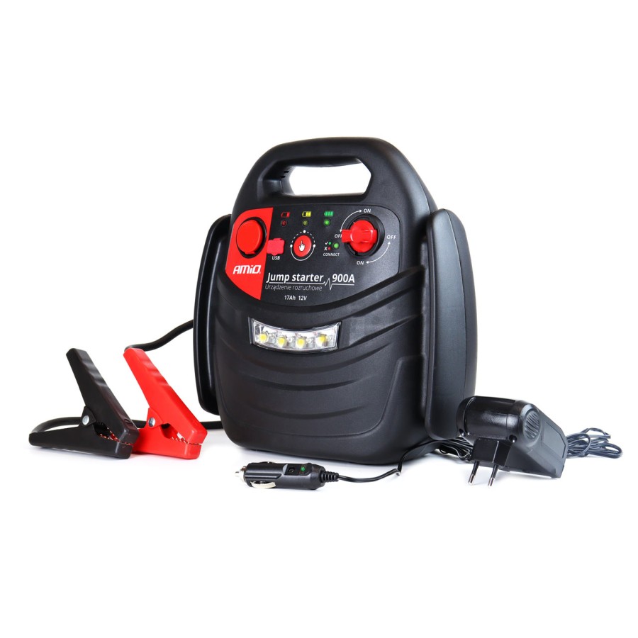 Amio - ΕΚΚΙΝΗΤΗΣ ΜΠΑΤΑΡΙΑΣ STARTER 4 ΣΕ 1 17Ah 12V DC 300A (700A max) 250PSI ΜΕ ΚΟΜΠΡΕΣΕΡ ΑΕΡΑ / ΜΑΝΟΜΕΤΡΟ / 3 LED / 2 ΠΡΙΖΕΣ 12V / 1 ΘΥΡΑ USB 5V 2,1A SENA ΓΙΑ ΒΕΝΖΙΝΗ ΚΑΙ DIESEL - 1 ΤΕΜ. (02523/AM)