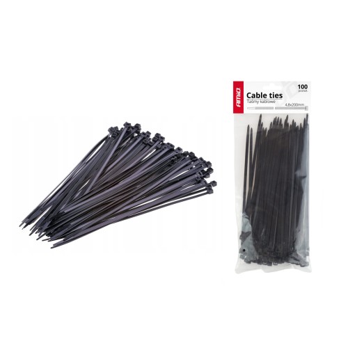 Amio - ΔΕΜΑΤΙΚΑ/ΔΕΤΙΚΑ ΚΑΛΩΔΙΩΝ TIE WRAP 4,8 X 350mm (ΜΑΥΡΟ) - 100 ΤΕΜ.  (02157/AM)