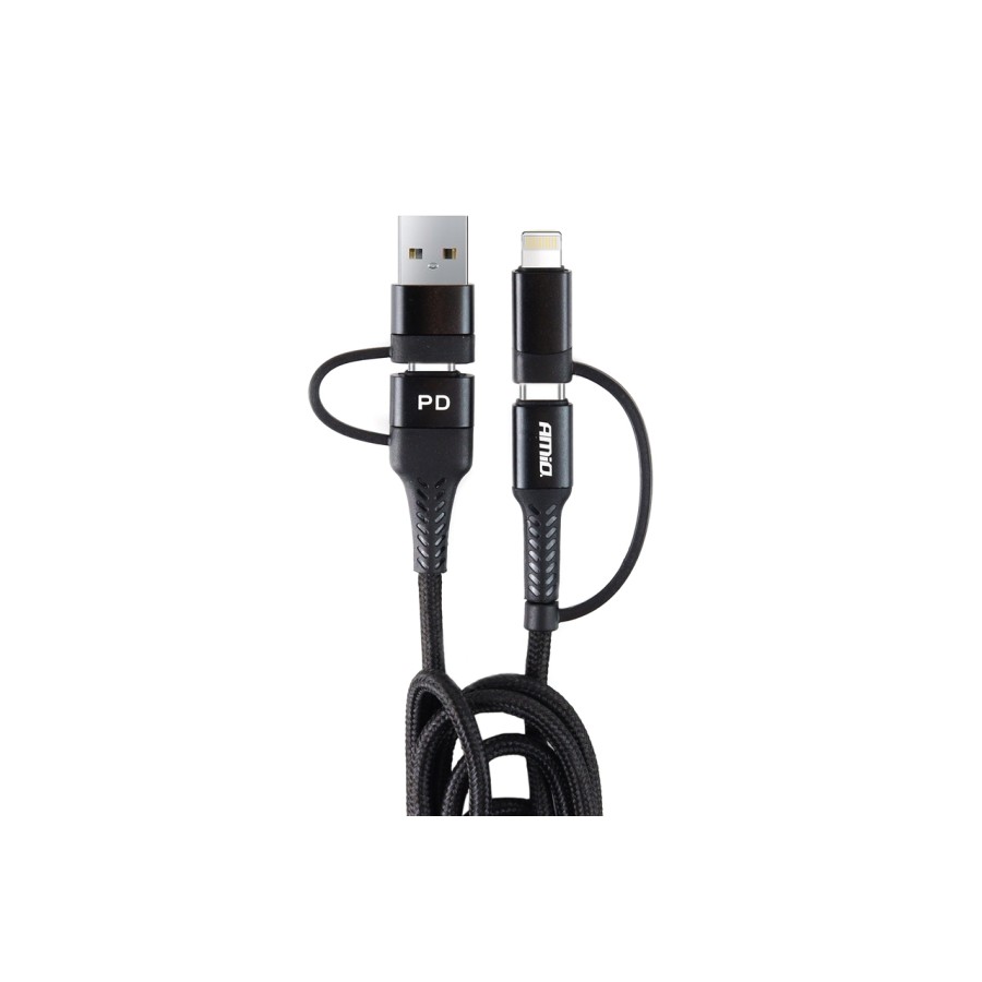 Amio - ΚΑΛΩΔΙΟ ΦΟΡΤΙΣΗΣ ΚΑΙ ΣΥΓΧΡΟΝΙΣΜΟΥ USB C/USB C iOs/USB A 100cm FullLINK UC-15 - 1 τεμ. (02547/AM)