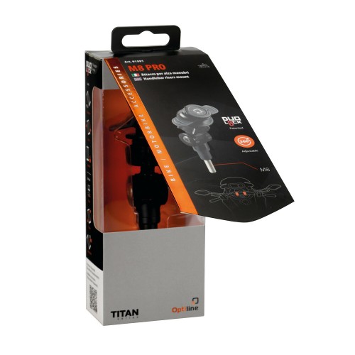 Βιδωτή Βάση Στήριξης Κινητού M8 Pro της σειράς Titan Optiline για τις Βίδες στα Καβαλέτα ή στους Διακόπτες στο Τιμόνι Μηχανής με σπείρωμα M8 και σύστημα Duolock, συμβατή με Θήκες ή Αντάπτορες Κινητού Optiline