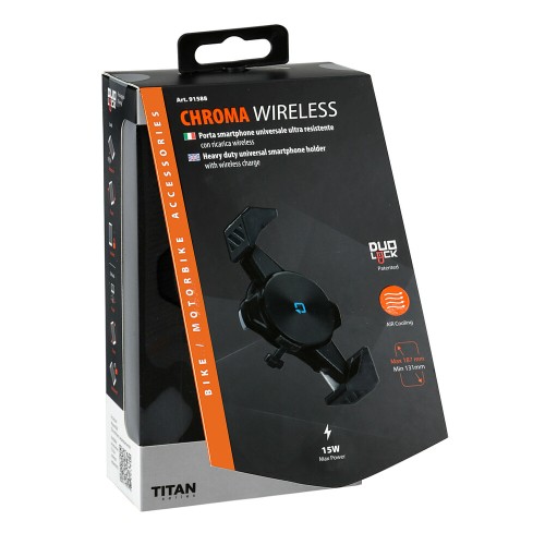 Αερόψυκτη Θήκη Κινητού Chroma Wireless της σειράς Titan Optiline Universal Εφαρμογής για κινητά με διαγώνιο μήκος από 131 mm έως 187 mm, 4 σετ αποστάτες και δυνατότητα ασύρματης φόρτισης Max Power 15W, συμβατή με Βάσεις Στήριξης Κινητού Optiline για Μηχαν
