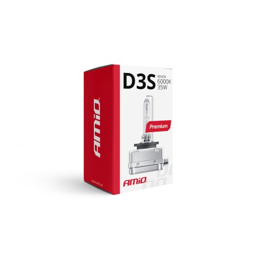 Amio - Λάμπα Xenon D3S 6000K 35W 12V Premium για αντικατάσταση εργοστασιακών και aftermarket xenon με καθαρό λευκό φωτισμό και σταθερή απόδοση με ενσωματωμένο igniter - 1 Τεμ. (01979/AM)