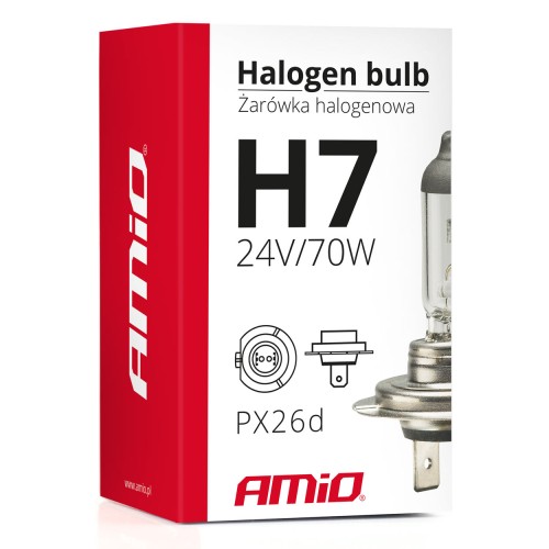 Amio - Λάμπα τύπου H7 αλογόνου τάση λειτουργίας 24V απόδοση 70W τύπος βάσης PX26d LUMITEC – για φορτηγά – 1 τεμ. (01252/AM)