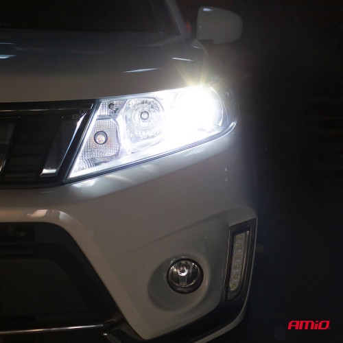 Amio - Σετ Λαμπτήρων Αυτοκινήτου και Φορτηγού RS+ SLIM SERIES τεχνολογίας LED τύπου H4 βάση P43t τάση λειτουργίας 12-36V απόδοσης 50W χρώμα 6000K για Επιβατικά Αυτοκίνητα και Φορτηγά - 2 τεμ. (01082/AM)