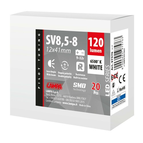 ΛΑΜΠΑΚΙΑ ΠΛΑΦΟΝΙΕΡΑΣ 9>32V SV28,5-8 2SMDx1CHIP LED 120lm CAN-BUS 12x41mm ΛΕΥΚΟ ΚΟΥΤΙ LAMPA - 20 ΤΕΜ.