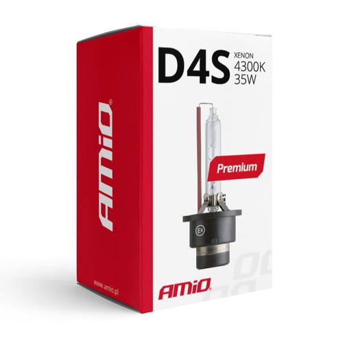 Amio - Λάμπα Xenon D4S 4300K 35W 12V Premium για αντικατάσταση εργοστασιακών και aftermarket xenon με φυσικό φωτισμό και σταθερή απόδοση χωρίς τροποποιήσεις - 1 Τεμ. (01980/AM)