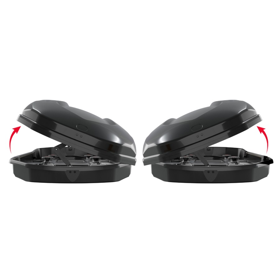 Menabo - Μπαγκαζιέρα Οροφής Satellite 600 Duo Black με T-track σε Μαύρο Γυαλιστερό Χρώμα από ABS Πλαστικό με Διαστάσεις 197,6x94,1x46,7 cm - 1 Τεμ. (14280/MB)