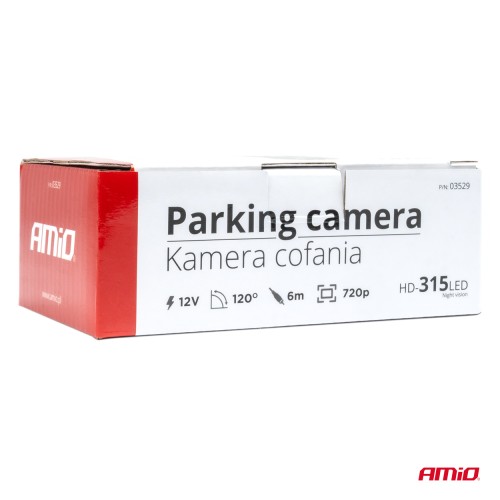 Amio - ΚΑΜΕΡΑ ΟΠΙΣΘΟΠΟΡΕΙΑΣ 12V LED ME NYΧΤΕΡΙΝΗ ΛΗΨΗ ΚΑΙ ΤΕΤΡΑΓΩΝΗ ΡΥΘΜΙΣΗ ΚΛΙΣΗΣ HD-315 - 1 TEM. (03529/AM)
