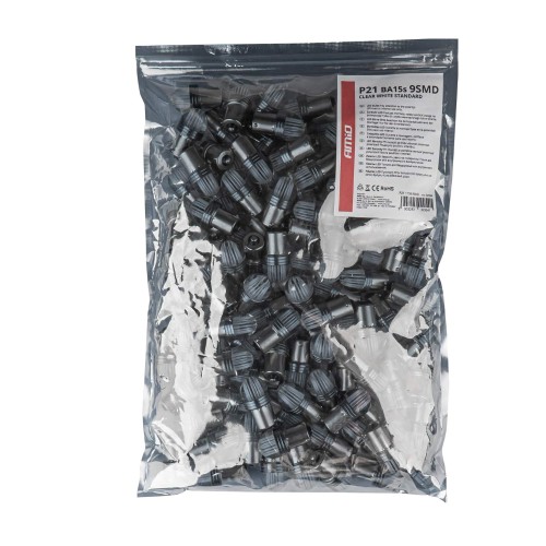 Amio - P21W 12V Ba15s 500lm 6.000K 9SMDx2835 LED ΛΕΥΚΟ ΜΟΝΟΠΟΛΙΚΟ - 100 ΤΕΜ. (02954/AM)