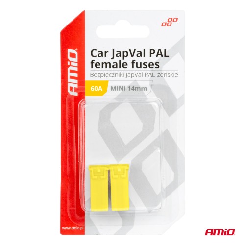 Amio - ΑΣΦΑΛΕΙΕΣ JapVal PAL ΜΙΝΙ 14mm ΘΗΛΥΚΕΣ 60A ΣΕ ΚΙΤΡΙΝΟ ΧΡΩΜΑ - 2 Τεμ. (03440/AM)