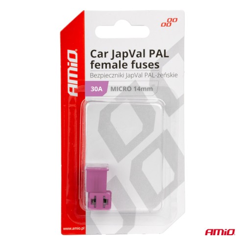 Amio - ΑΣΦΑΛΕΙΕΣ JapVal PAL ΜICRO 14mm ΘΗΛΥΚΕΣ 30A ΣΕ ΜΩΒ ΧΡΩΜΑ - 2 Τεμ. (03453/AM)