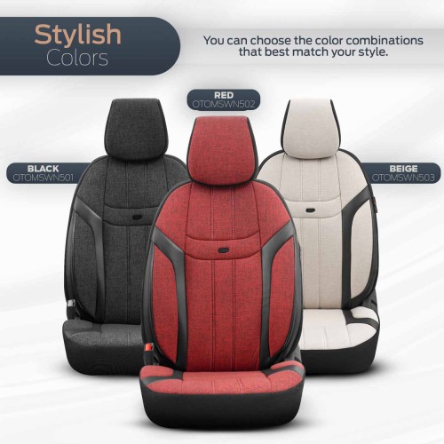 Amio - ΚΑΛΥΜΜΑΤΑ ΚΑΘΙΣΜΑΤΩΝ OTOM SWAN 501 BLACK ΜΑΥΡΟ/ΓΚΡΙ ΣΚΟΥΡΟ ΛΙΝΟ & ΔΕΡΜΑΤΙΝΗ SET - 1 σετ. (OT86751/AM)