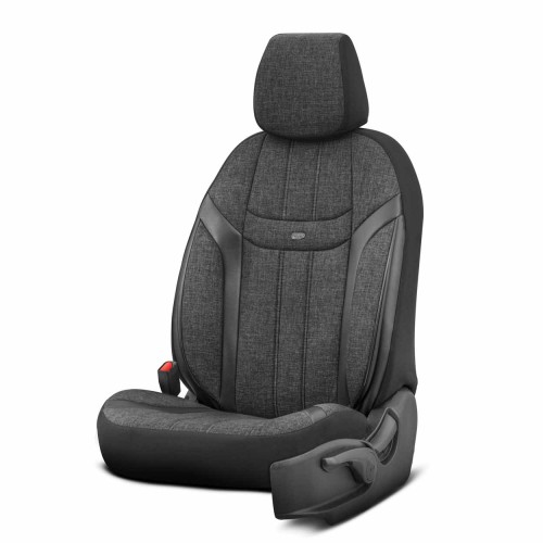 Amio - ΚΑΛΥΜΜΑΤΑ ΚΑΘΙΣΜΑΤΩΝ OTOM SWAN 501 BLACK ΜΑΥΡΟ/ΓΚΡΙ ΣΚΟΥΡΟ ΛΙΝΟ & ΔΕΡΜΑΤΙΝΗ SET - 1 σετ. (OT86751/AM)