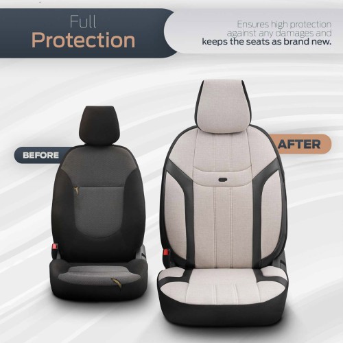 Amio - ΚΑΛΥΜΜΑΤΑ ΚΑΘΙΣΜΑΤΩΝ OTOM SWAN 503 BEIGE ΜΑΥΡΟ/ΜΠΕΖ ΛΙΝΟ & ΔΕΡΜΑΤΙΝΗ SET - 1 σετ. (OT86753/AM)