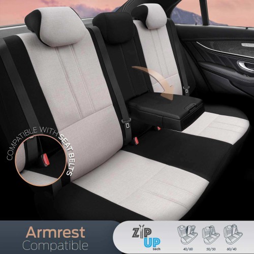 Amio - ΚΑΛΥΜΜΑΤΑ ΚΑΘΙΣΜΑΤΩΝ OTOM SWAN 503 BEIGE ΜΑΥΡΟ/ΜΠΕΖ ΛΙΝΟ & ΔΕΡΜΑΤΙΝΗ SET - 1 σετ. (OT86753/AM)