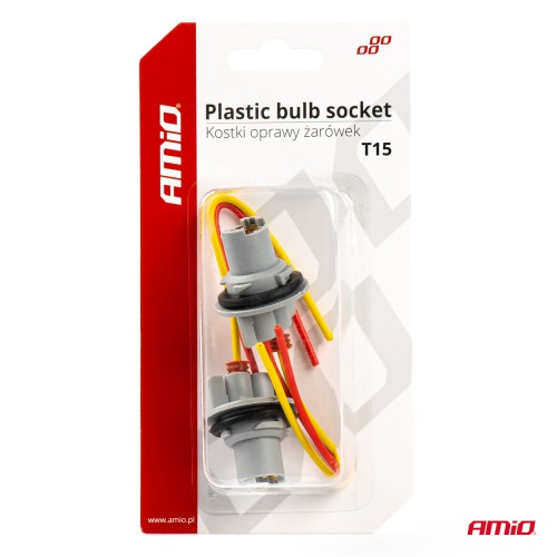 Amio - ΦΙΣΑ 12/24V ΓΙΑ ΛΑΜΠΕΣ T15/W5W/W16W ME ΚΑΛΩΔΙΟ - 2 ΤΕΜ. (03049/AM)