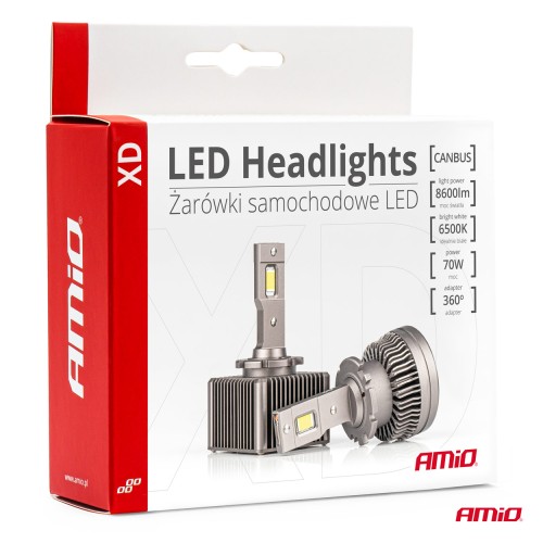 Amio - ΛΑΜΠΕΣ LED D3S 9>16V 70W 6.500K 8600lm (ΜΕ ΨΥΚΤΡΑ) XD SERIES - 2 ΤΕΜ. (03312/AM)