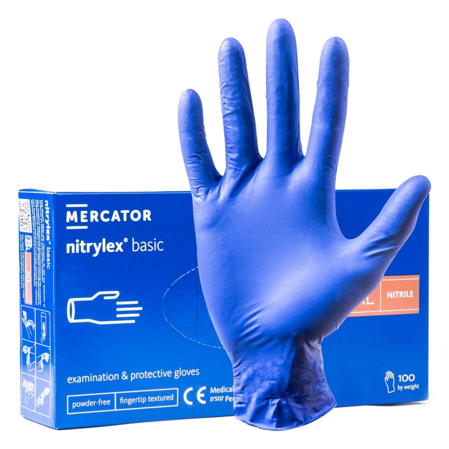 Amio - ΓΑΝΤΙΑ ΝΙΤΡΙΛΙΟΥ MERCATOR NITRYLEX BASIC ΣΕ ΜΠΛΕ ΧΡΩΜΑ X-LARGE (XL) - 100 ΤΕΜ. (MER02959/AM)