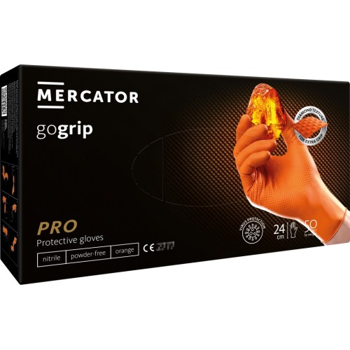 Amio - ΓΑΝΤΙΑ ΝΙΤΡΙΛΙΟΥ MERCATOR GOGRIP ΣΕ ΠΟΡΤΟΚΑΛΙ ΧΡΩΜΑ LARGE (L) - 50 ΤΕΜ. (MER20336/AM)