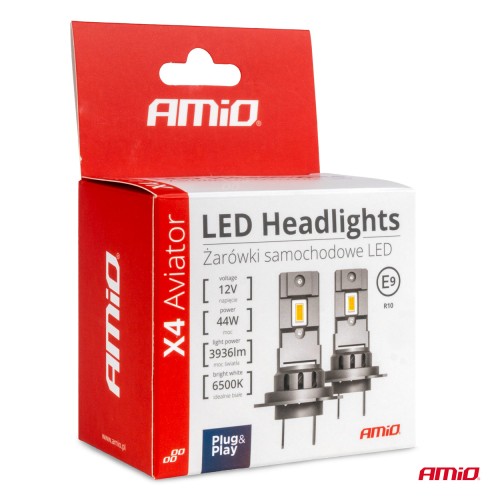 Amio - ΛΑΜΠΕΣ LED HIR2 12V 44W 6.500K 3.936lm X4 SERIES AVIATOR PLUG & PLAY - 2 ΤΕΜ. (03768/AM)