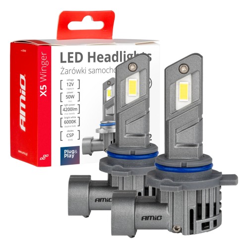 Amio - ΛΑΜΠΕΣ LED HIR2 12V 50W 6.000K 4200LM CSP CAN-BUS SERIES X5 WINGER - 2 Τεμ. (03950/AM)