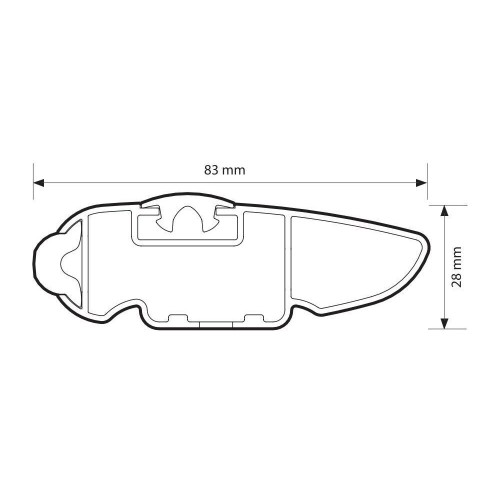 ΜΠΑΡΑ ΟΡΟΦΗΣ ΑΛΟΥΜΙΝΙΟΥ 69cm ΑΣΗΜΙ SILENZIO CX ORIGINE SYSTEM ( STANDARD / FLUSH RAILING) NORDRIVE - 1 ΤΕΜ.