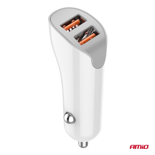 Amio - ΦΟΡΤΙΣΤΗΣ ΑΝΑΠΤΗΡΑ 12/24V ΜΕ 2 ΘΥΡΕΣ 2xUSB 10.5W 5V/2.1A ΛΕΥΚΟ - 1 Τεμ. (03874/AM)