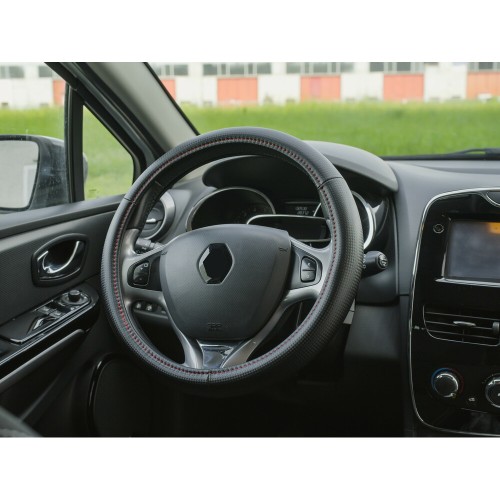 Lampa Κάλυμμα Τιμονιού Αυτοκινήτου Racing Premium 37-39εκ. Άοσμο ανάγλυφο από Ultra soft Skeentex Μαύρο Κόκκινο 1-τεμ. (L3316.7)
