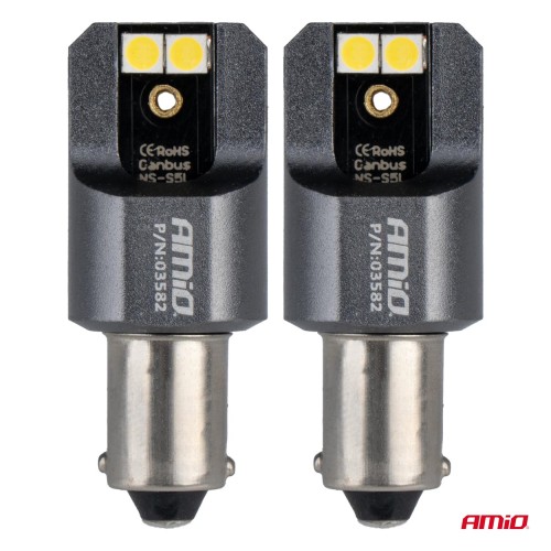 Amio - ΛΑΜΠΕΣ T4W BA9s 12/24V 6.000K 4xSMD LED FULL CAN-BUS ΛΕΥΚΟ 3030 PRO SERIES - 2 ΤΕΜ. (03582/AM)