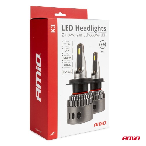 Amio - ΛΑΜΠΕΣ HB4 9006 9-16V 6.000K 5.400lm 60W K3 SERIES LED CAN-BUS ΜΕ ΨΥΚΤΡΑ - 2 ΤΕΜ. (03688/AM)