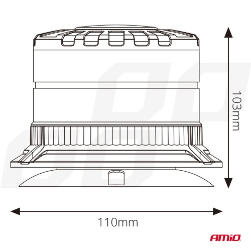 Amio - ΦΑΡΟΣ HEAVY DUTY W29M 12/24V ΠΟΡΤΟΚΑΛΙ 16LED ΜΑΓΝΗΤΙΚΟΣ/ΒΙΔΩΤΟΣ ΜΕ ΦΙΣ ΑΝΑΠΤΗΡΑ Υ103mm Φ110mm - 1 τεμ. (04110/AM)