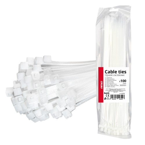 Amio - ΔΕΜΑΤΙΚΑ/ΔΕΤΙΚΑ ΚΑΛΩΔΙΩΝ TIE WRAP (ΤΑΙΡΑΠ) 3.6 x 300mm (ΛΕΥΚΟ) - 100 ΤΕΜ. (04309/AM)