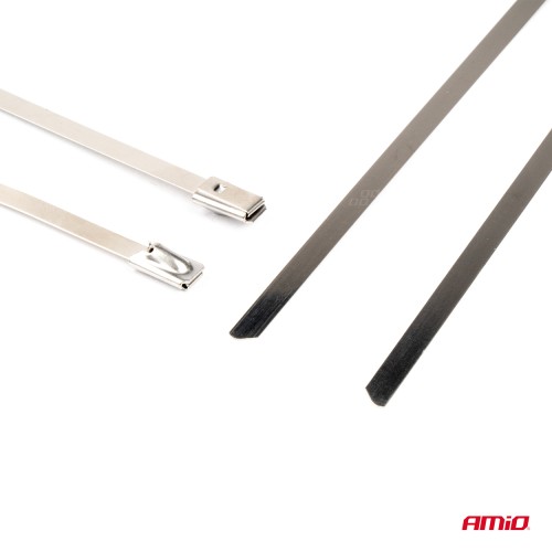 Amio - ΔΕΜΑΤΙΚΑ/ΔΕΤΙΚΑ ΚΑΛΩΔΙΩΝ TIE WRAP (ΤΑΙΡΑΠ) ΜΕΤΑΛΛΙΚΑ 7,9 x 400mm - 100 ΤΕΜ. (04326/AM)