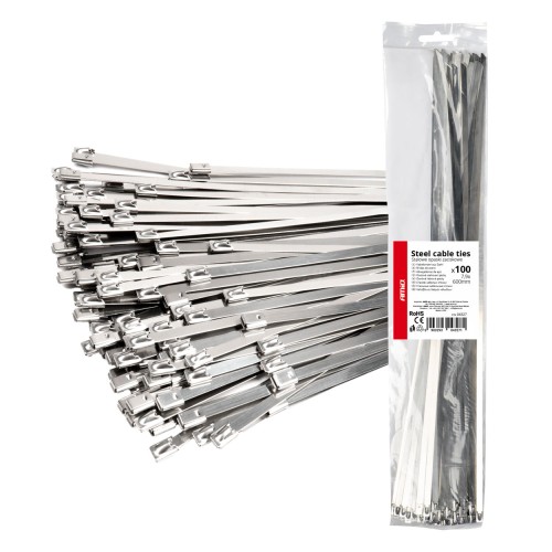 Amio - ΔΕΜΑΤΙΚΑ/ΔΕΤΙΚΑ ΚΑΛΩΔΙΩΝ TIE WRAP (ΤΑΙΡΑΠ) ΜΕΤΑΛΛΙΚΑ 7,9 x 600mm - 100 ΤΕΜ. (04327/AM)