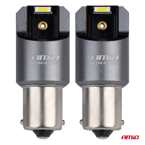 Amio - ΛΑΜΠΕΣ LED CAN-BUS P21W BA15S 12/24V 6.000K 2xSMD ΛΕΥΚΟ PRO SERIES - 2 ΤΕΜ. (03593/AM)