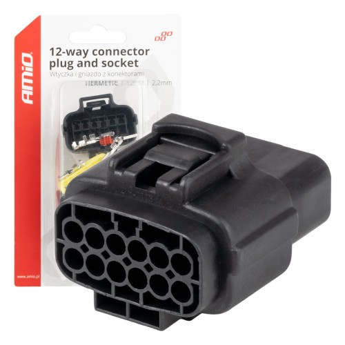 Amio - ΦΙΣΑ ΣΥΝΔΕΣΗΣ ΜΕ ΥΠΟΔΟΧΗ 12 PIN Φ2,2mm ΑΔΙΑΒΡΟΧΗ - 1 τεμ. (04352/AM)