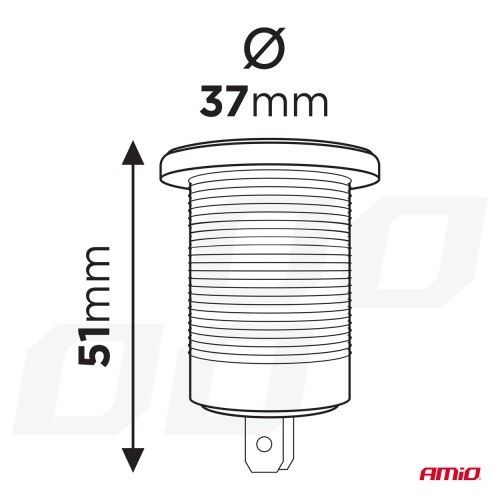 Amio - ΠΡΙΖΑ ΜΕ 2 ΘΥΡΕΣ USB-C ΚΑΙ ΚΑΠΑΚΙ 12/24V ΑΔΙΑΒΡΟΧΗ ΜΕ ΚΟΚΚΙΝΟ LED ΦΩΣ ΜΑΥΡΗ - 1 τεμ. (04223/AM)