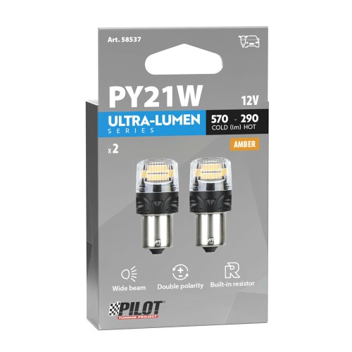 PY21W 12V BAU15s 570/290lm ΠΟΡΤΟΚΑΛΙ ΦΩΣ LED CAN-BUS ULTRA-LUMEN SERIES 2ΤΕΜ.