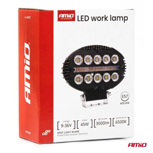 Amio - Προβολέας Εργασίας LED AWL77 45W 3000lm 6500K με Λευκό + Κίτρινο φώς προειδοποίησης  9/36V - 1 τεμ. (04421/AM)