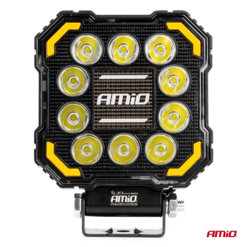Amio - Προβολέας Εργασίας LED AWL81 SPOT 48W 3000lm 6500K με Κίτρινο φώς προειδοποίησης & φωτιζόμενο Logo - 1 τεμ. (04425/AM)