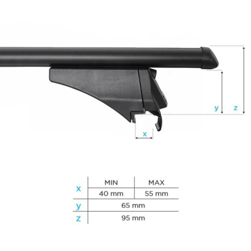 MENABO ΜΠΑΡΕΣ ΟΡΟΦΗΣ ΑΛΟΥΜΙΝΙΟΥ TIGER BLACK 118.5 cm ΣΕ ΜΑΥΡΟ ΧΡΩΜΑ ΓΙΑ DR 6.0 5 doors 2022> ΜΕ FLUSH ή RAISED RAILS - 2 ΤΕΜ. (8590/MB)