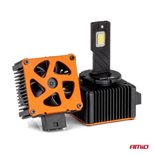 Amio - Λαμπτήρες LED Φώτων Εμπρός τύπου D8S βάση PK32d-1 τάση λειτουργίας 12V απόδοσης 176W (14424lm) XD PRO Series FULL CANBUS 6500K με ψύκτρα Plug & Play για Επιβατικά Αυτοκίνητα - 2 τεμ. (04684/AM)