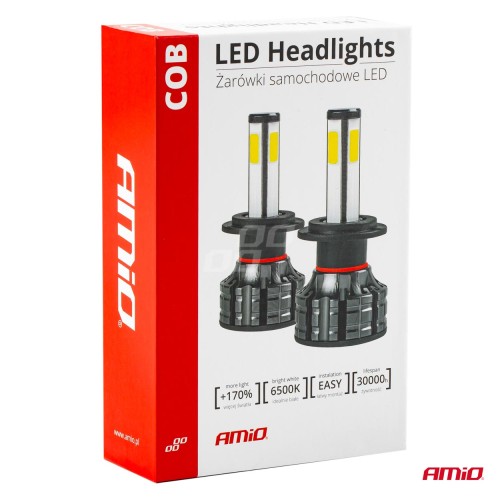 Amio - Λάμπες LED HB4 9006 τύπου 4Size Series τάση λειτουργίας 12/24V απόδοσης 38W για Επιβατικά Αυτοκίνητα και Φορτηγά - 2 τεμ. (02847/AM)