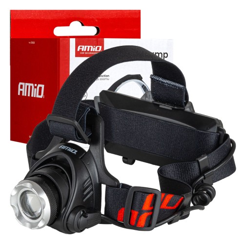 Amio - Φακός Κεφαλής Εργασίας τύπου T6 LED χωρητικότητα μπαταρίας 3600mAh - 1 τεμ. (04664/AM)