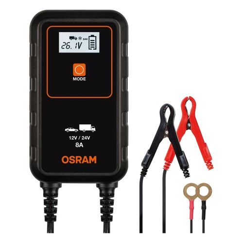 OSRAM - ΦΟΡΤΙΣΤΗΣ/ΣΥΝΤΗΡΗΤΗΣ ΜΠΑΤΑΡΙΑΣ ΜΕ ΟΘΟΝΗ LCD τάση λειτουργίας 12/24V απόδοσης 70-150Ah ένταση ρεύματος 0-8A για Επιβατικά Αυτοκίνητα και Φορτηγά - 1 τεμ. (L.OEBCS908/OA)
